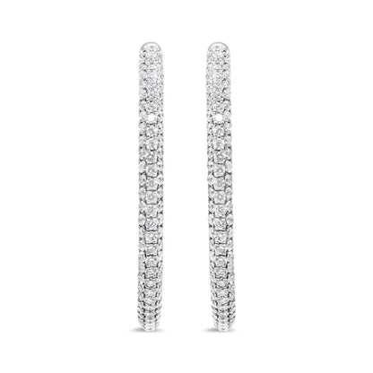 14k White Gold 3 1/2 Cttw Lab Grown Pave Set Diamond Eternity Inside out Hoop Earrings (g-h Color Si1-si2 Clarity)