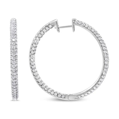 14k White Gold 3 1/2 Cttw Lab Grown Pave Set Diamond Eternity Inside out Hoop Earrings (g-h Color Si1-si2 Clarity)