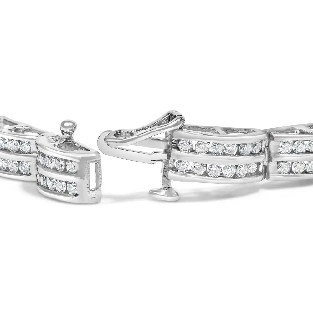 14k White Gold 3 1/5 Cttw Channel Set Diamond Double Row Tennis Bracelet (h-i Color I1-i2 Clarity) - 7’’ Inches