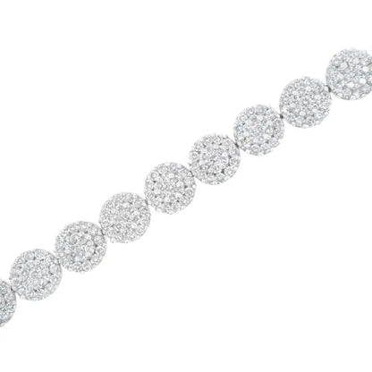 14k White Gold 3-3/4 Cttw Round-brilliant Cut Diamond 7-1/4’’ Round Cluster Links Tennis Bracelet (i-j Color Si2-i1