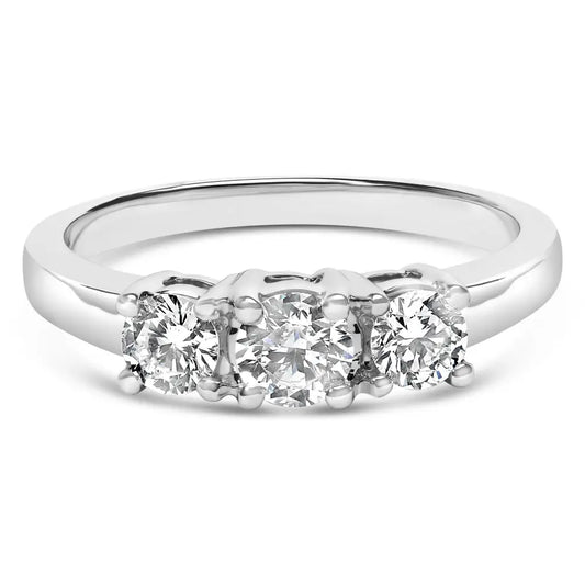 14k White Gold 3/4 Cttw Lab Grown Diamond 3 Stone Ring Band (f-g Color Vs2-si1 Clarity) - Fine Jewelry us Direct