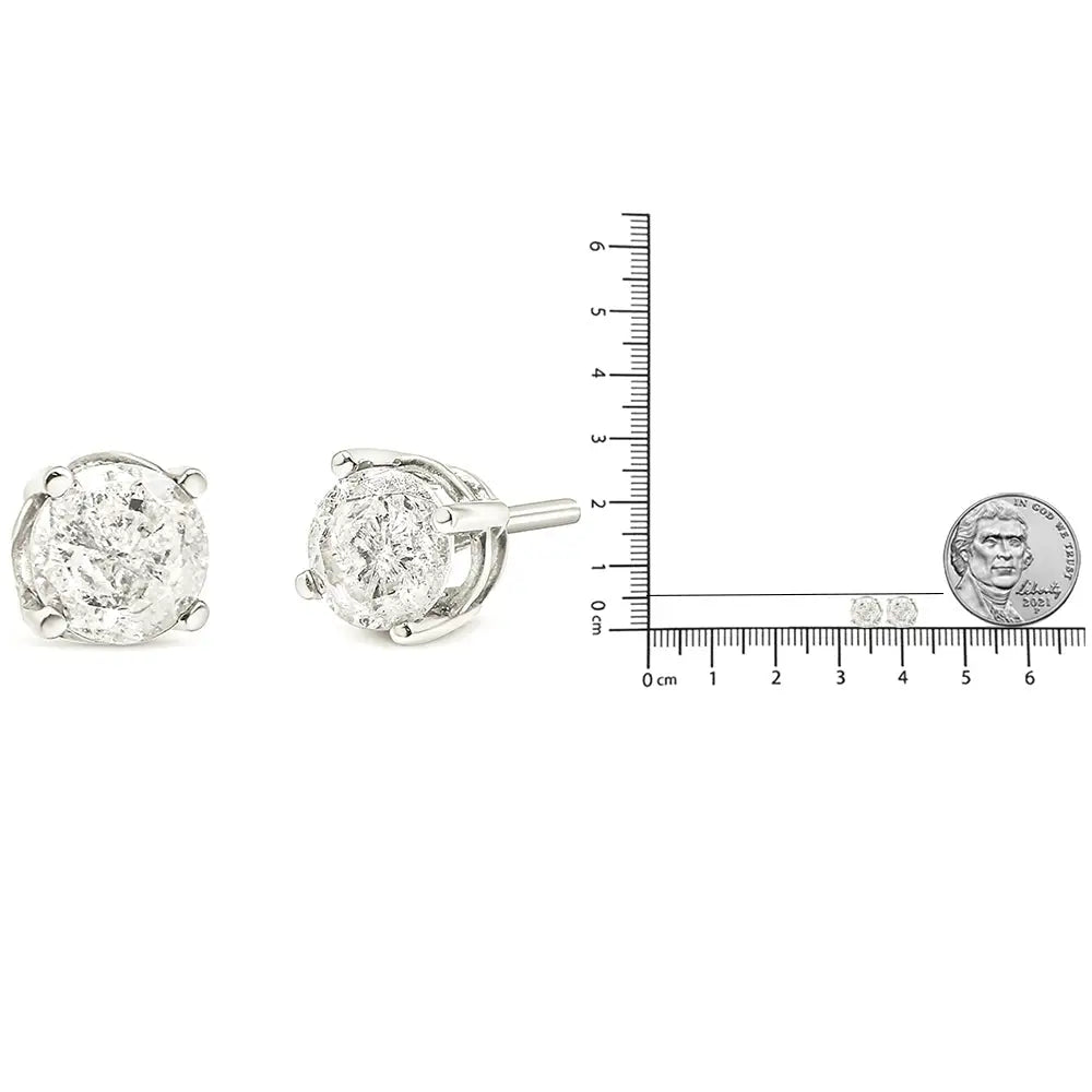 14k White Gold 3/4 Cttw Lab Grown Diamond 4-prong Classic Stud Earrings (f-g Color Vs2-si1 Clarity) - Fine Jewelry