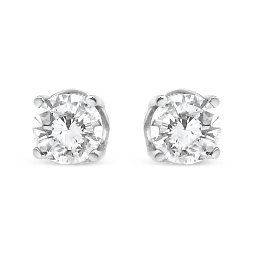 14k White Gold 3/4 Cttw Lab Grown Diamond 4-prong Classic Stud Earrings (f-g Color Vs2-si1 Clarity) - Fine Jewelry