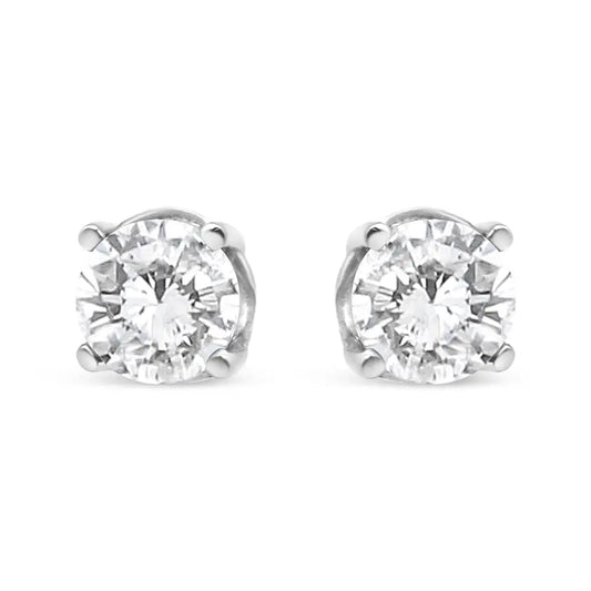 14k White Gold 3/4 Cttw Lab Grown Diamond 4-prong Classic Stud Earrings (f-g Color Vs2-si1 Clarity) - Fine Jewelry