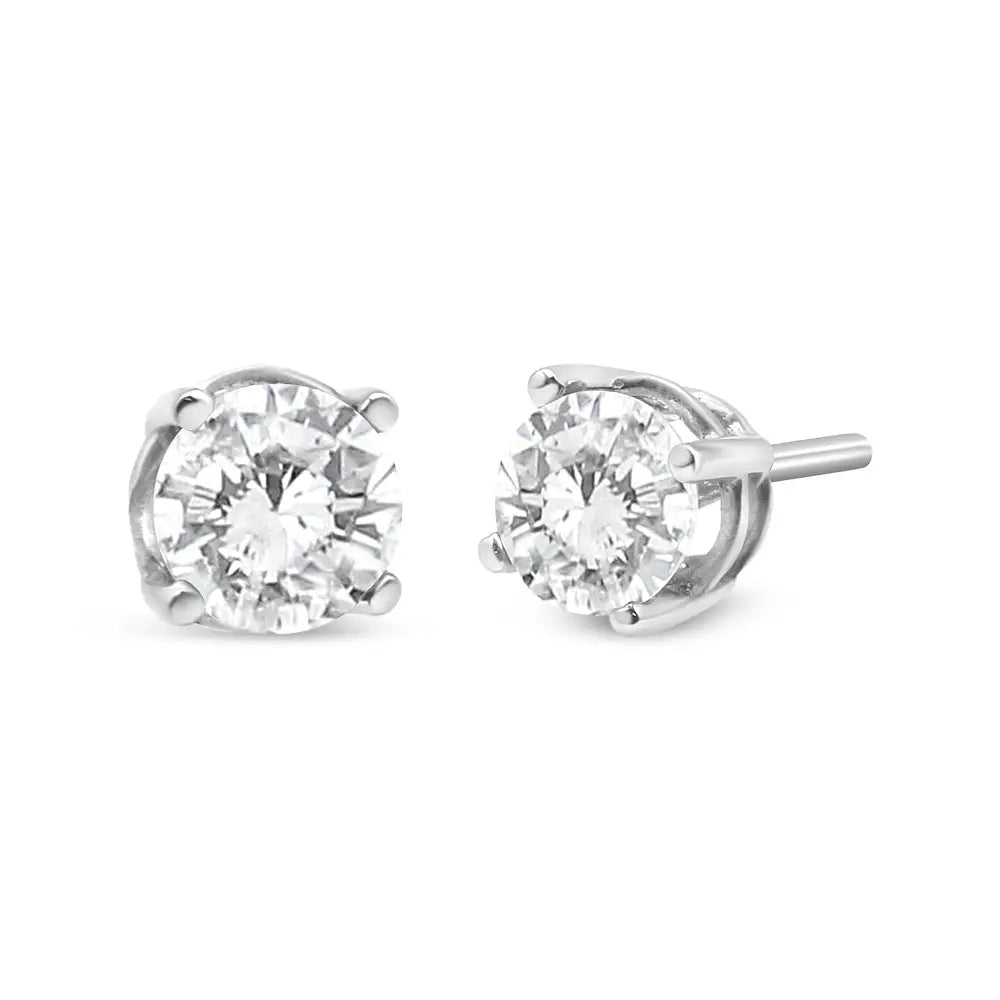 14k White Gold 3/4 Cttw Lab Grown Diamond 4-prong Classic Stud Earrings (f-g Color Vs2-si1 Clarity) - Fine Jewelry