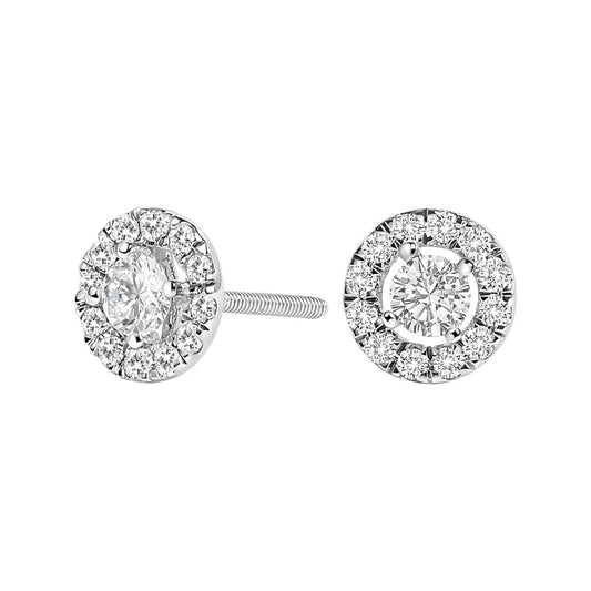 14k White Gold 3/4 Cttw Lab-grown Diamond Floating Halo Stud Earring (f-g Color Vs1-vs2 Clarity) - Fine Jewelry