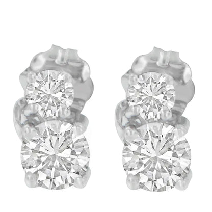 14k White Gold 3/4 Cttw Round Cut Diamond Earrings (h-i Si2-i1) - Fine Jewelry us Direct