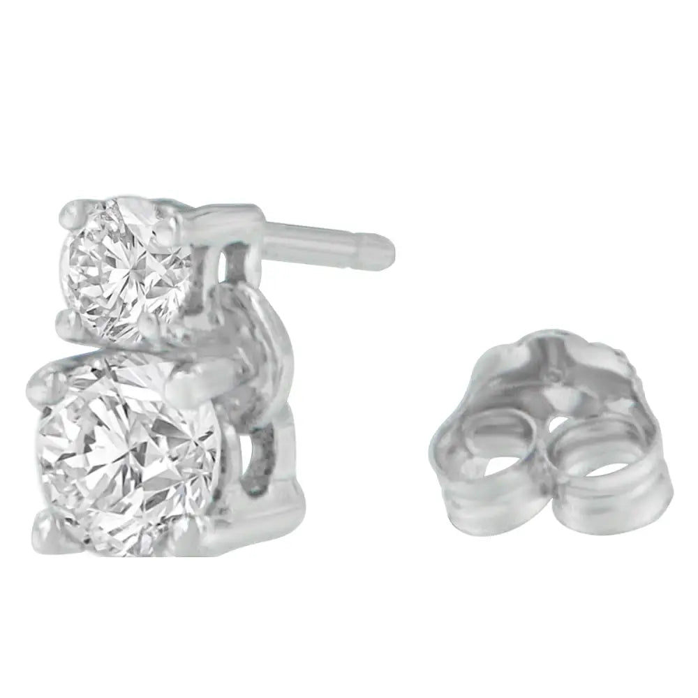 14k White Gold 3/4 Cttw Round Cut Diamond Earrings (h-i Si2-i1) - Fine Jewelry us Direct