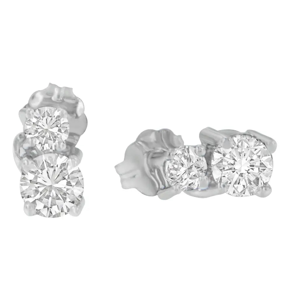 14k White Gold 3/4 Cttw Round Cut Diamond Earrings (h-i Si2-i1) - Fine Jewelry us Direct