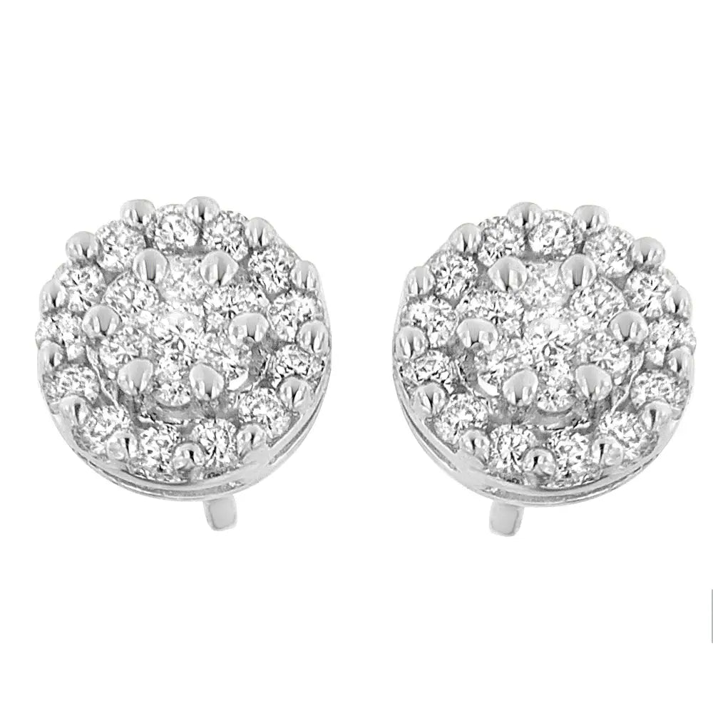 14k White Gold 3/4 Cttw Round Cut Diamond Stud Earring (h-i Si2-i1) - Fine Jewelry us Direct