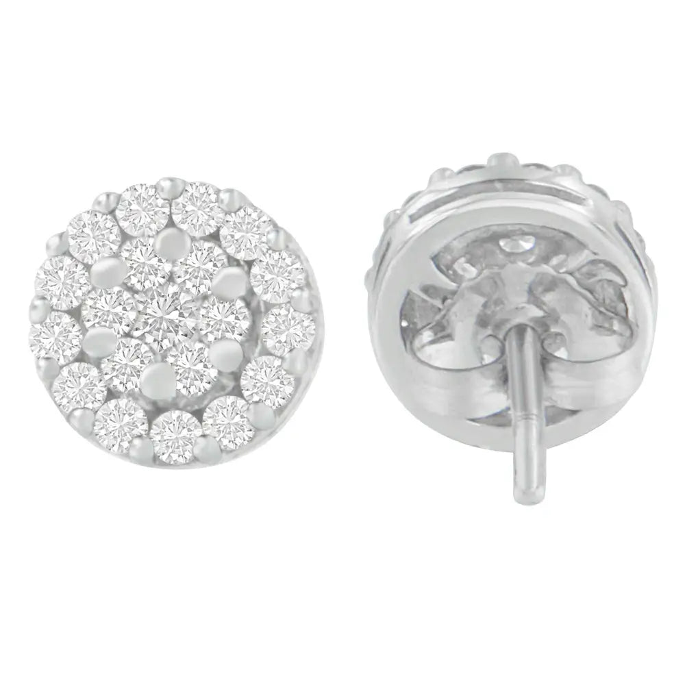 14k White Gold 3/4 Cttw Round Cut Diamond Stud Earring (h-i Si2-i1) - Fine Jewelry us Direct