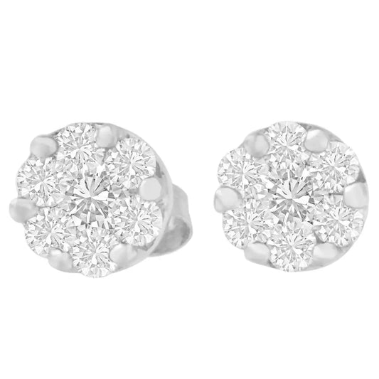 14k White Gold 3/4 Cttw Round Diamond Stud Earring (g-h Si2-i1) - Fine Jewelry us Direct