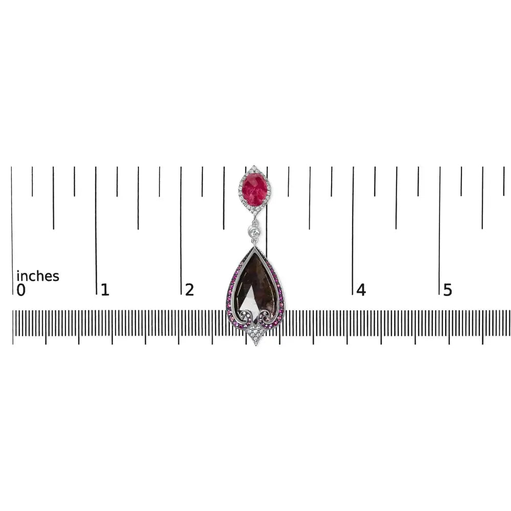 14k White Gold 3/5 Cttw Diamond Grey-orange Sapphire and Pink Spinel Vintage-inspired Drop Earrings (f-g Color Vs1-vs2