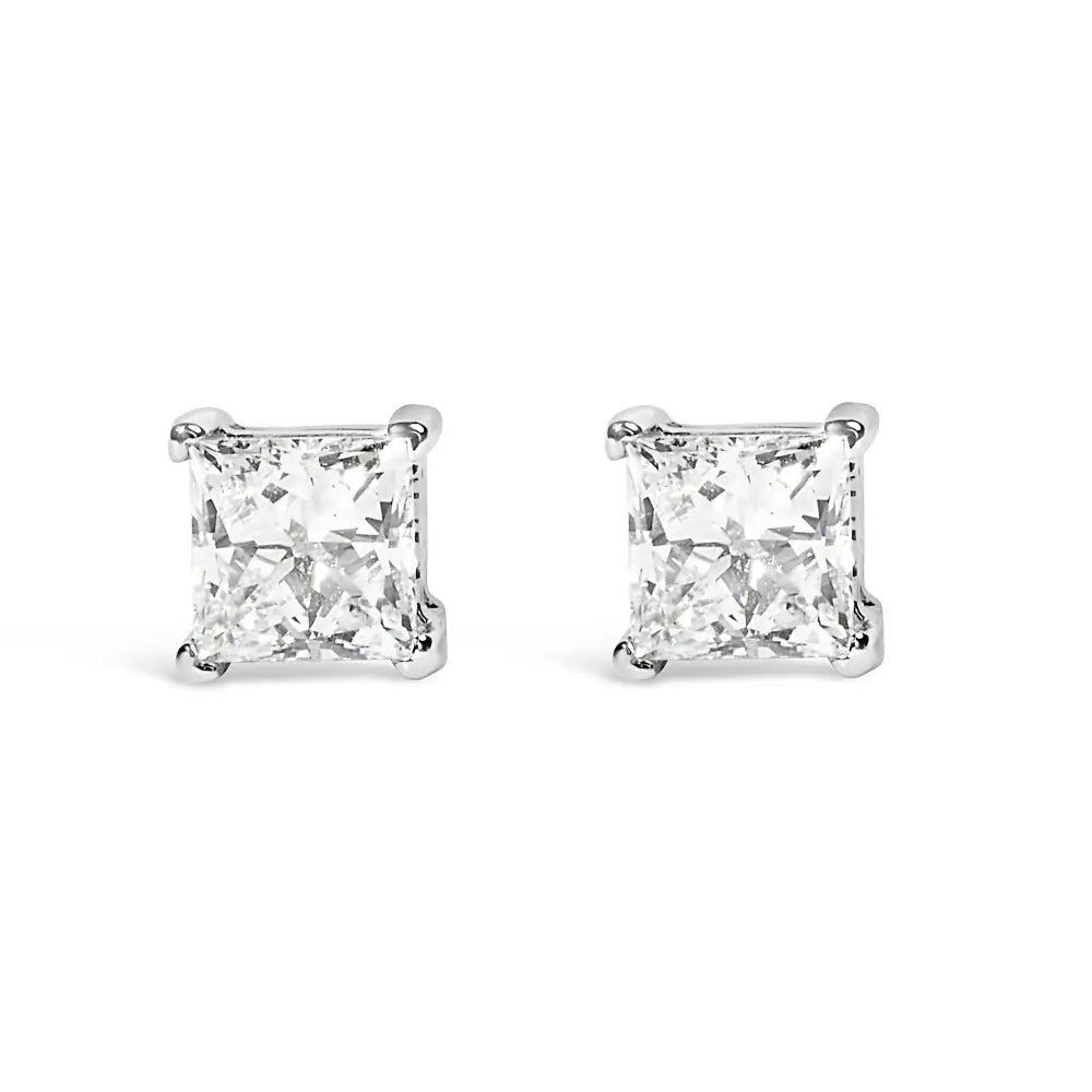 14k White Gold 3/8 Cttw Lab Grown Princess-cut Diamond 4-prong Solitaire Stud Earrings (vs1-vs2 Clarity F-g Color)