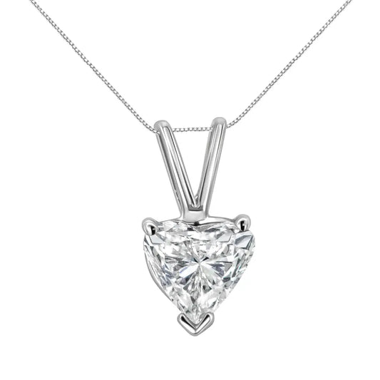 14k White Gold 3-prong Set Heart Shaped Solitaire Lab Grown Diamond 18’’ Pendant Necklace (f-g Color Vs2-si1