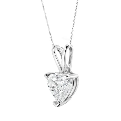 14k White Gold 3-prong Set Heart Shaped Solitaire Lab Grown Diamond 18’’ Pendant Necklace (f-g Color Vs2-si1