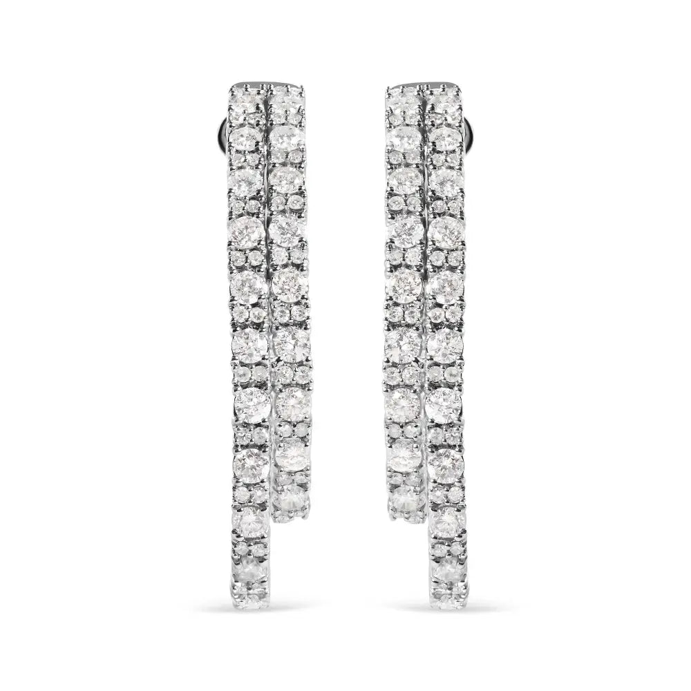 14k White Gold 4.0 Cttw Diamond Asymmetrical Inside out Double-hoop Earrings (i-j Color I1-i2 Clarity) - Fine Jewelry