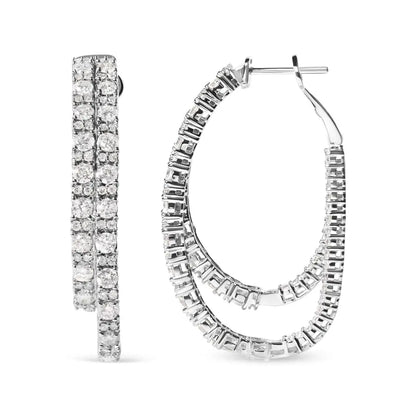 14k White Gold 4.0 Cttw Diamond Asymmetrical Inside out Double-hoop Earrings (i-j Color I1-i2 Clarity) - Fine Jewelry