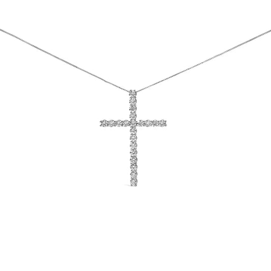 14k White Gold 4.0 Cttw Lab Grown Diamond Cross 18’’ Inch Pendant Necklace (f-g Color Vs2-si1 Clarity) - Fine