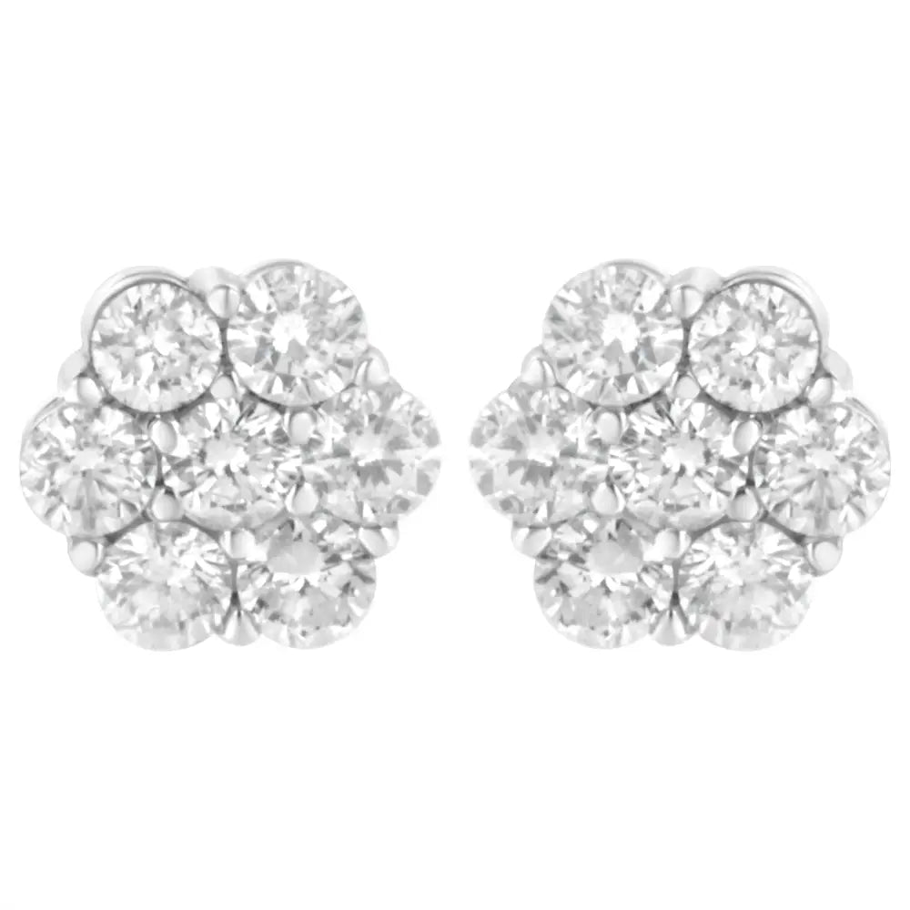 14k White Gold 4 Cttw Diamond Flower Earring (h-i Clarity Si2-i1 Color) - Fine Jewelry us Direct