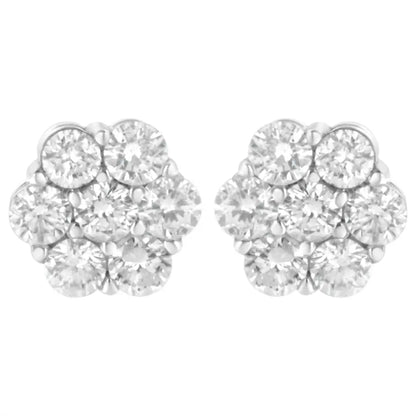 14k White Gold 4 Cttw Diamond Flower Earring (h-i Clarity Si2-i1 Color) - Fine Jewelry us Direct