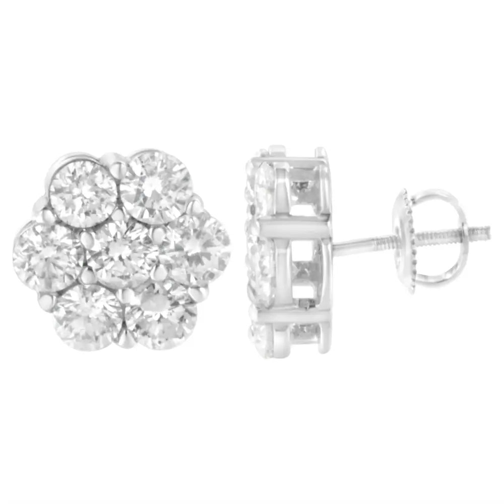 14k White Gold 4 Cttw Diamond Flower Earring (h-i Clarity Si2-i1 Color) - Fine Jewelry us Direct