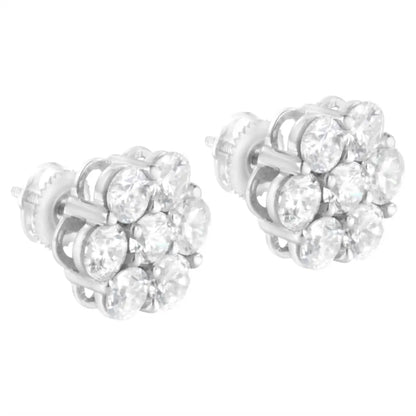 14k White Gold 4 Cttw Diamond Flower Earring (h-i Clarity Si2-i1 Color) - Fine Jewelry us Direct