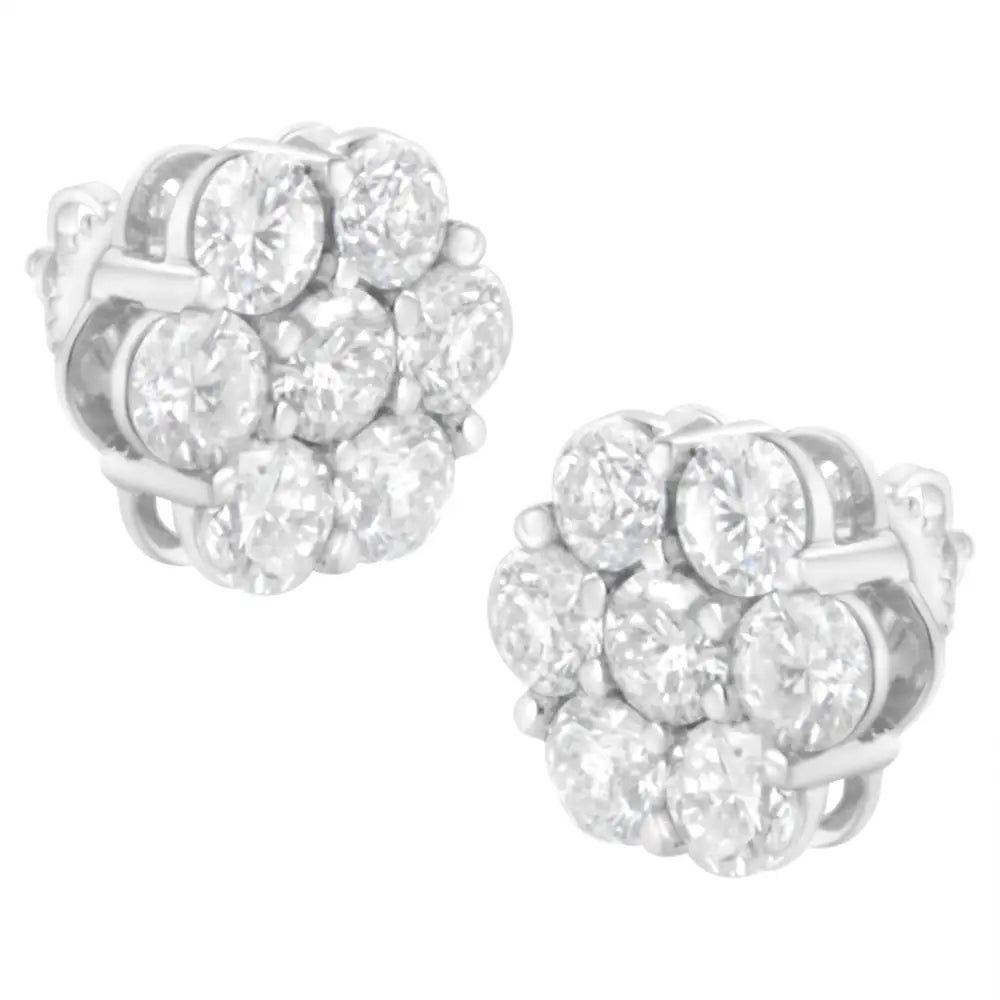 14k White Gold 4 Cttw Diamond Flower Earring (h-i Clarity Si2-i1 Color) - Fine Jewelry us Direct