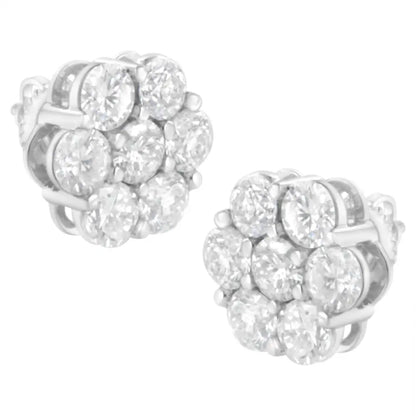 14k White Gold 4 Cttw Diamond Flower Earring (h-i Clarity Si2-i1 Color) - Fine Jewelry us Direct