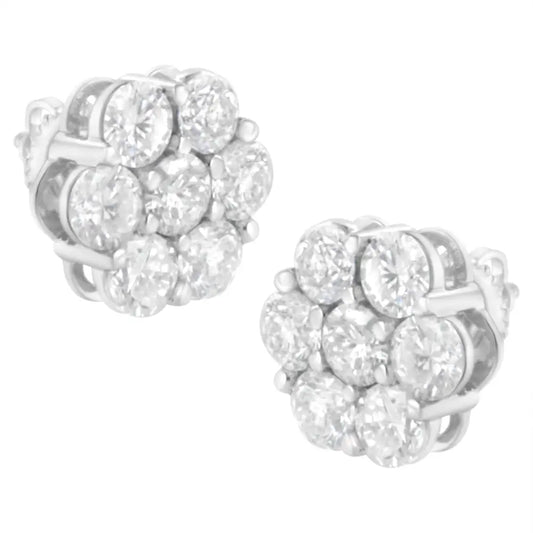 14k White Gold 4 Cttw Diamond Flower Earring (h-i Clarity Si2-i1 Color) - Fine Jewelry us Direct