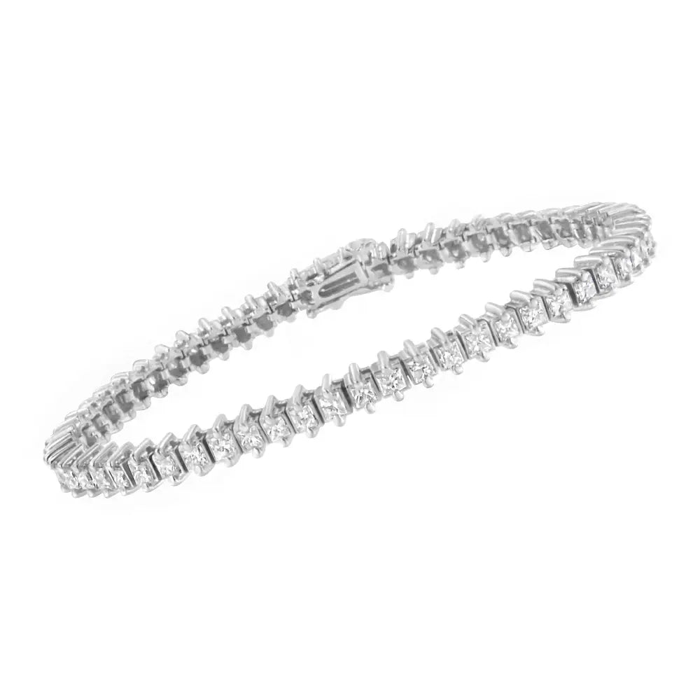 14k White Gold 5.0 Cttw Clarity Enhanced 2 Prong Set Princess-cut Diamond Tennis Bracelet (h-i Color I1-i2 Clarity)