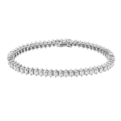 14k White Gold 5.0 Cttw Clarity Enhanced 2 Prong Set Princess-cut Diamond Tennis Bracelet (h-i Color I1-i2 Clarity)