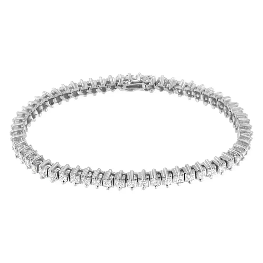 14k White Gold 5.0 Cttw Clarity Enhanced 2 Prong Set Princess-cut Diamond Tennis Bracelet (h-i Color I1-i2 Clarity)