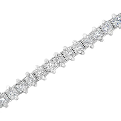 14k White Gold 5.0 Cttw Clarity Enhanced 2 Prong Set Princess-cut Diamond Tennis Bracelet (h-i Color I1-i2 Clarity)