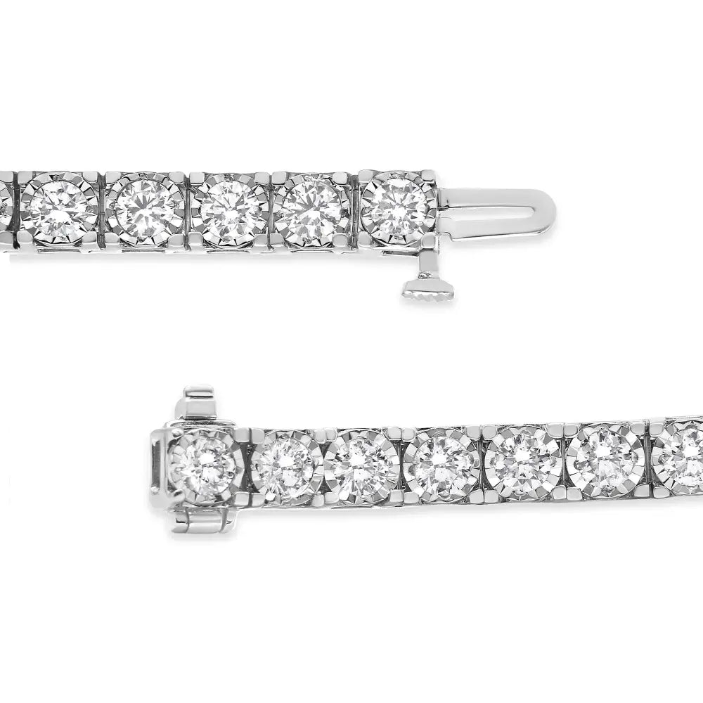 14k White Gold 5.0 Cttw Miracle Set Round-cut Lab Grown Diamond Illusion 7’’ Tennis Bracelet (f-g Color Vs2-si1