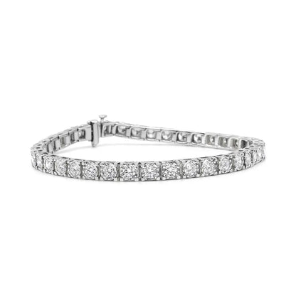 14k White Gold 5.0 Cttw Miracle Set Round-cut Lab Grown Diamond Illusion 7’’ Tennis Bracelet (f-g Color Vs2-si1