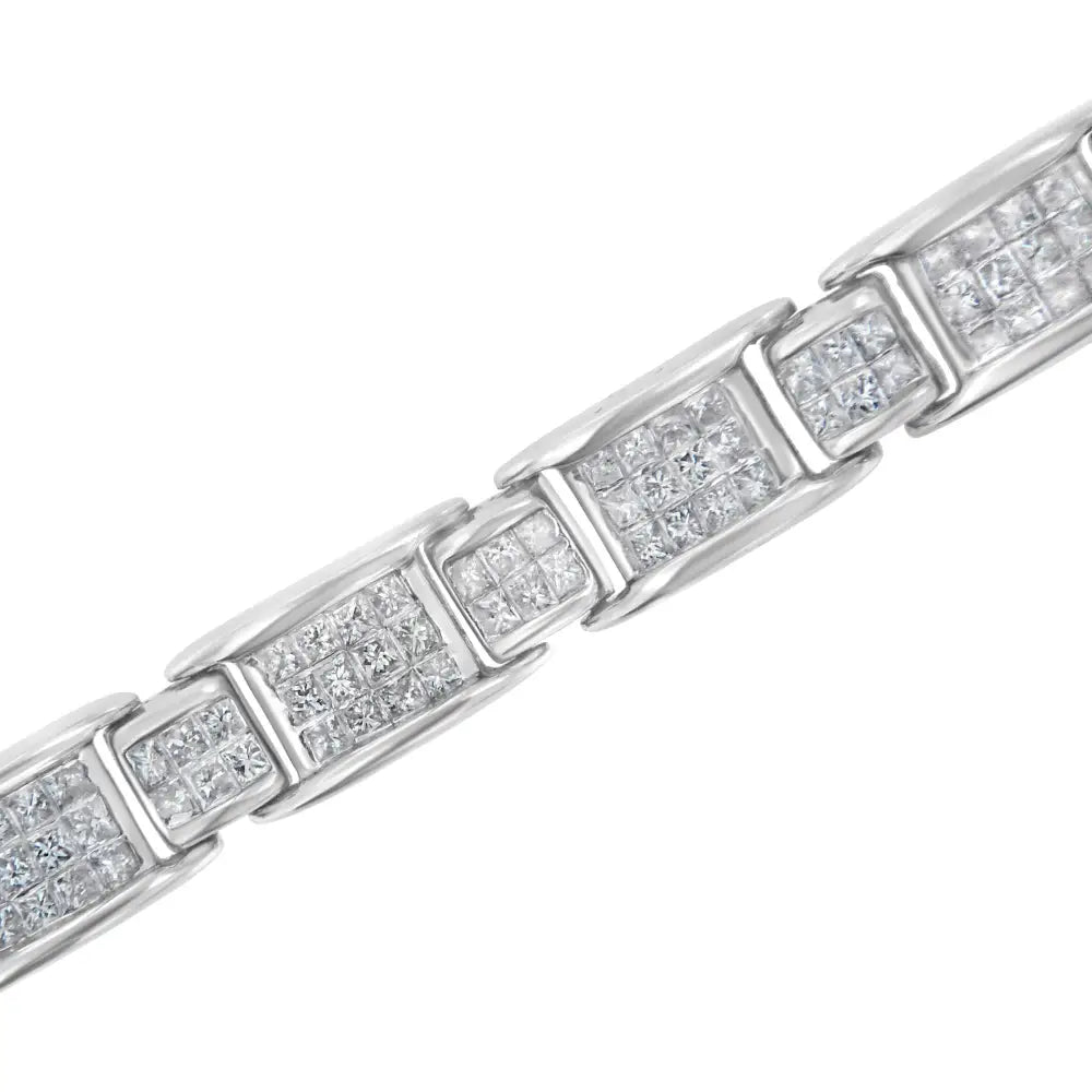 14k White Gold 5.0 Cttw Princess-cut Diamond Rectangular Alternating Station 7’’ Tennis Bracelet (g-h Color Si1-si2