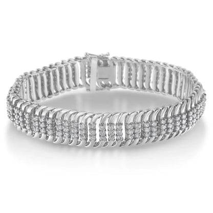 14k White Gold 5.0 Cttw Round Brilliant Cut Diamond 7’’ s Wave Serpentine Tennis Bracelet (h-i Color I1-i2 Clarity)