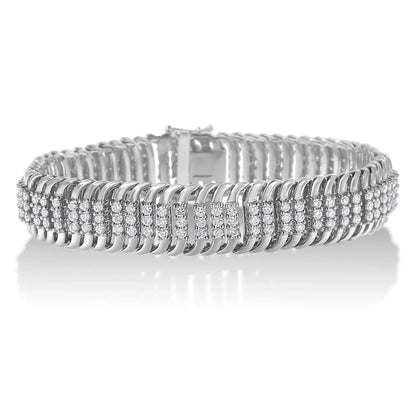 14k White Gold 5.0 Cttw Round Brilliant Cut Diamond 7’’ s Wave Serpentine Tennis Bracelet (h-i Color I1-i2 Clarity)