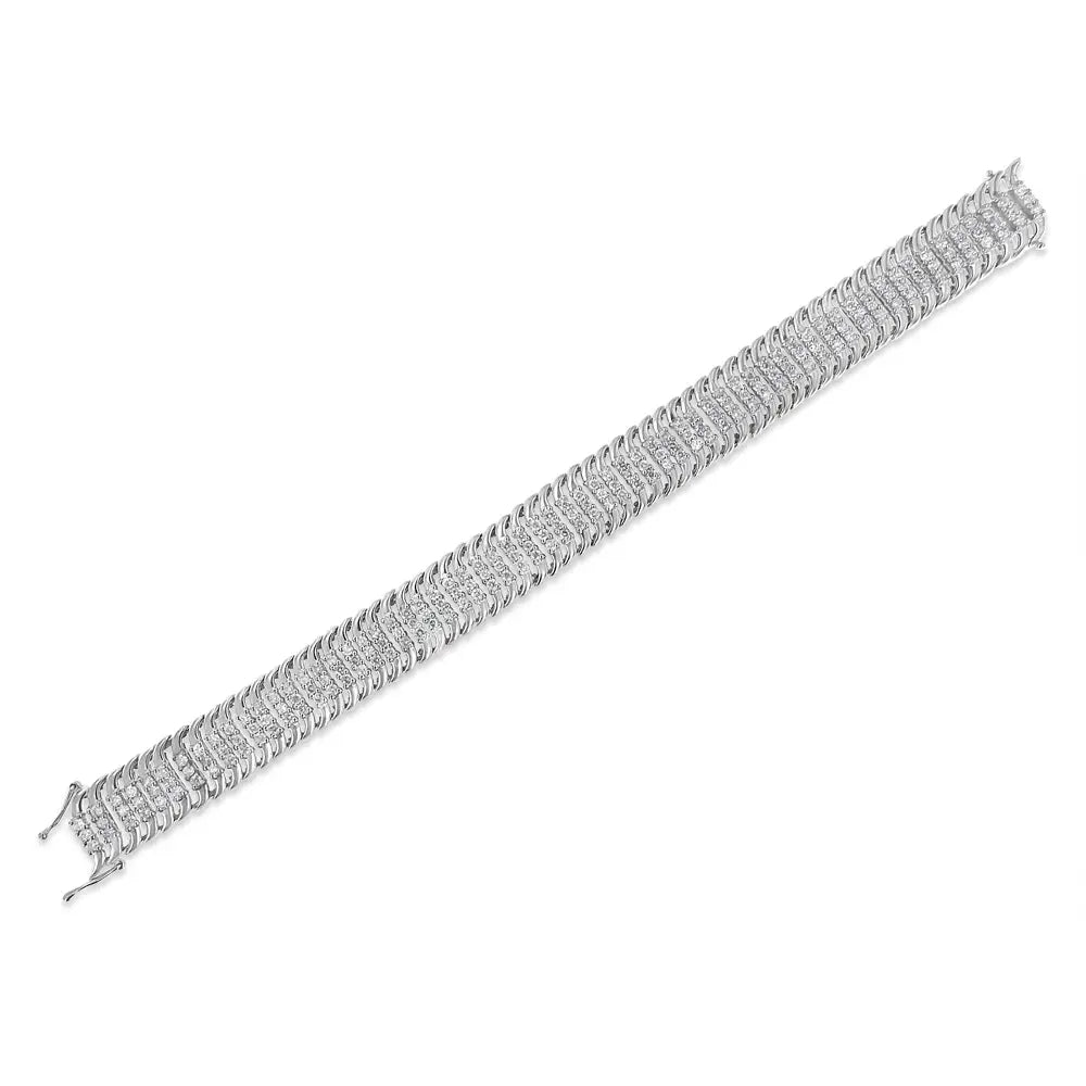 14k White Gold 5.0 Cttw Round Brilliant Cut Diamond 7’’ s Wave Serpentine Tennis Bracelet (h-i Color I1-i2 Clarity)