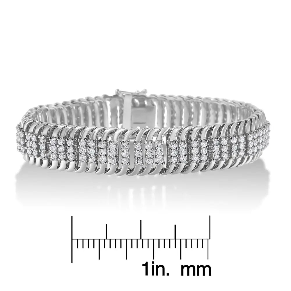 14k White Gold 5.0 Cttw Round Brilliant Cut Diamond 7’’ s Wave Serpentine Tennis Bracelet (h-i Color I1-i2 Clarity)