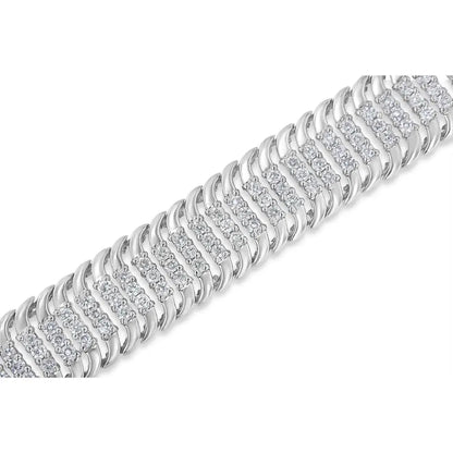 14k White Gold 5.0 Cttw Round Brilliant Cut Diamond 7’’ s Wave Serpentine Tennis Bracelet (h-i Color I1-i2 Clarity)