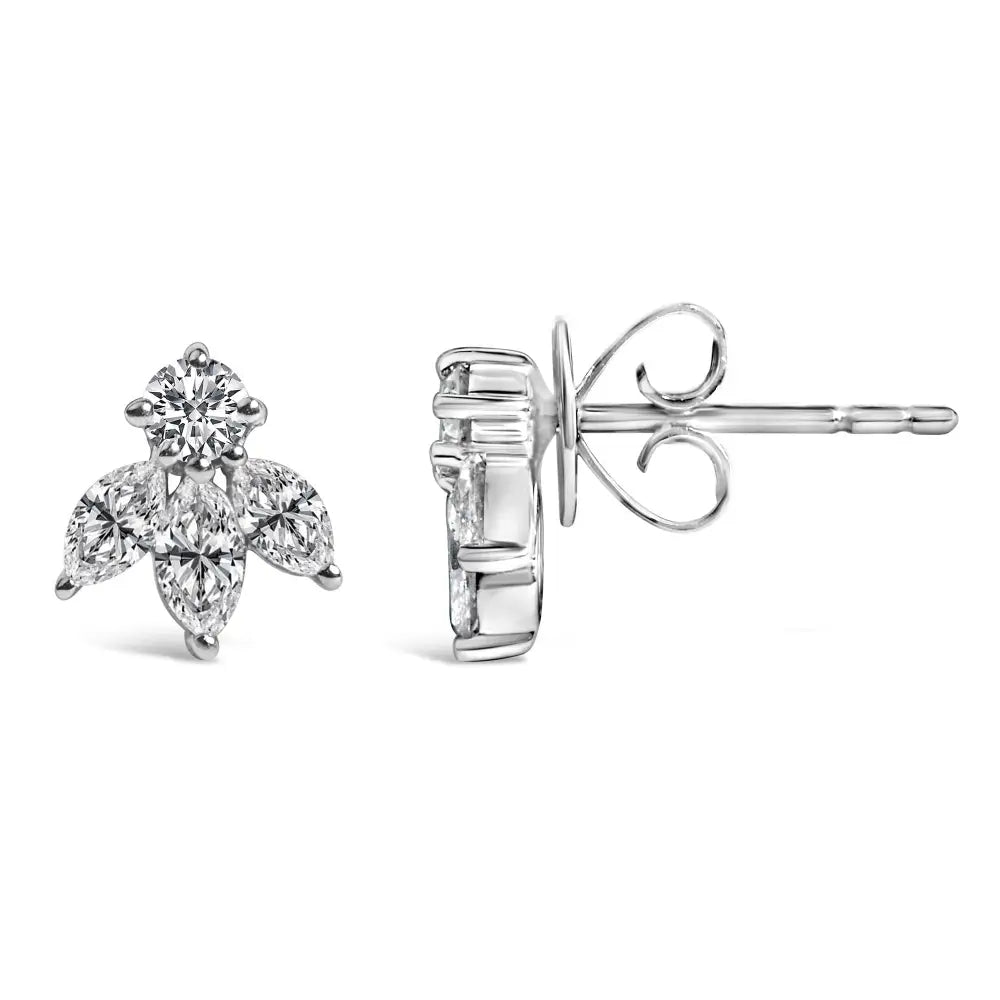 14k White Gold 5/8 Cttw Marquise Diamond Trio Stud Earrings (h-i Color Vs2-si1 Clarity) - Fine Jewelry us Direct