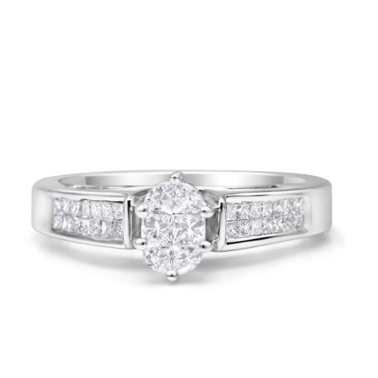 14k White Gold 5/8 Cttw Pie Cut Diamond Oval Shape Solitaire Ring (h-i Color Vs1-vs2 Clarity) - Fine Jewelry us Direct