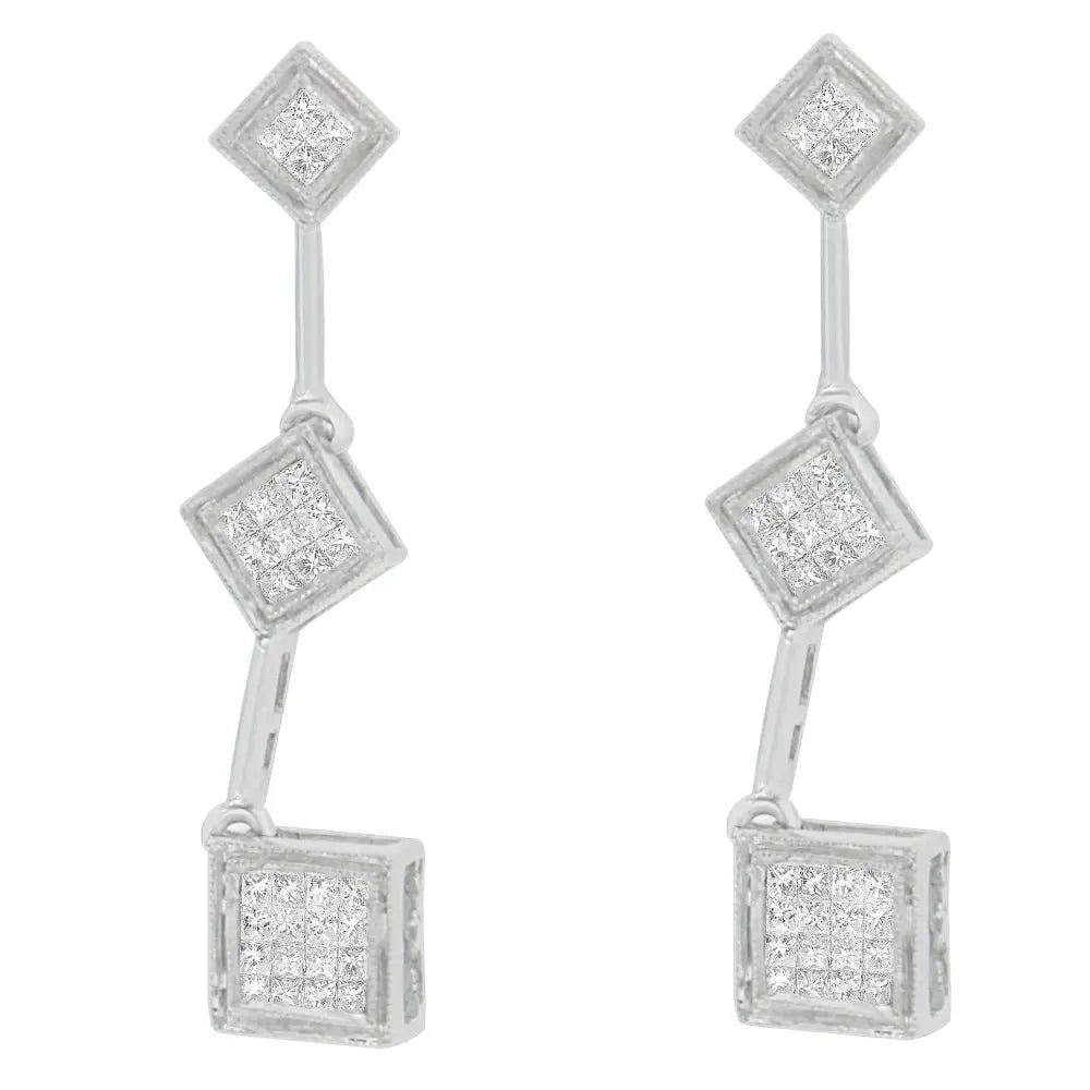 14k White Gold 5/8 Cttw Princess Cut Diamond Earrings (h-i Si1-si2) - Fine Jewelry us Direct