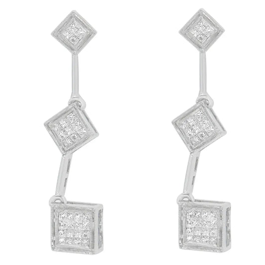 14k White Gold 5/8 Cttw Princess Cut Diamond Earrings (h-i Si1-si2) - Fine Jewelry us Direct