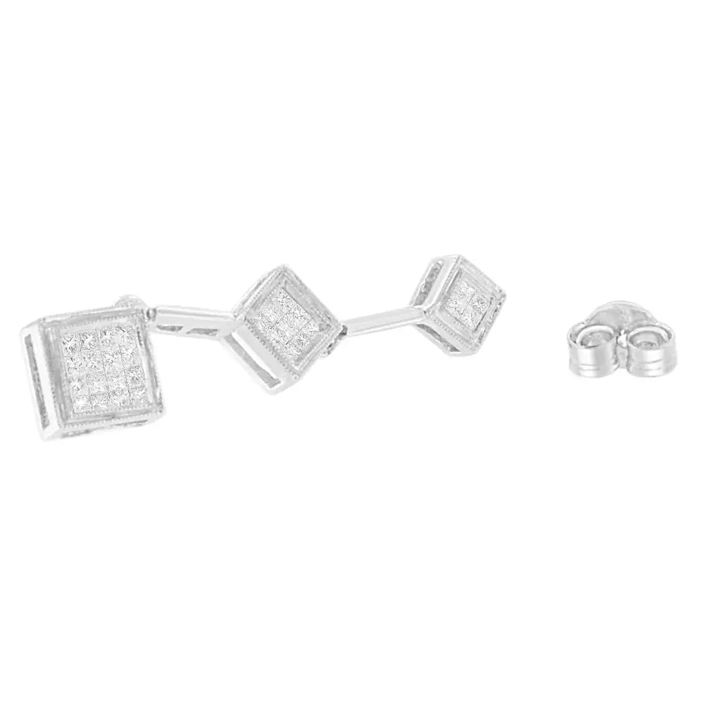 14k White Gold 5/8 Cttw Princess Cut Diamond Earrings (h-i Si1-si2) - Fine Jewelry us Direct