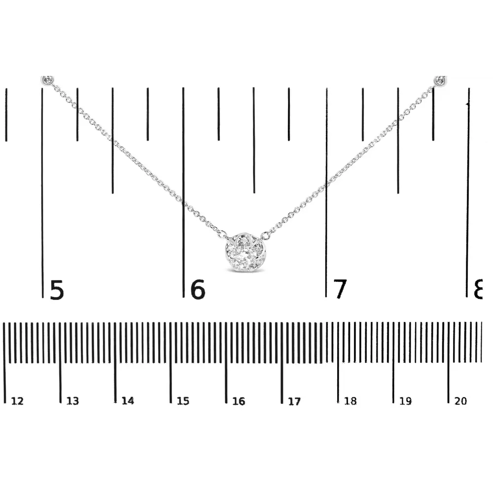 14k White Gold 5/8 Cttw Solitaire and Swirl Halo 18’’ Pendant Necklace (h-i Color I1-i2 Clarity) - Fine Jewelry