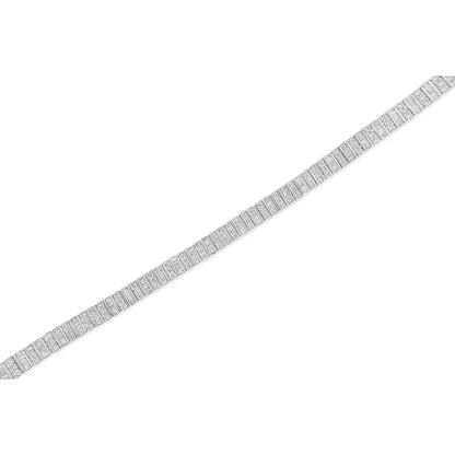 14k White Gold 6.00 Cttw Alternating Round and Baguette Diamond Tennis Bracelet (h-i Color I1-i2 Clarity) - 7’’