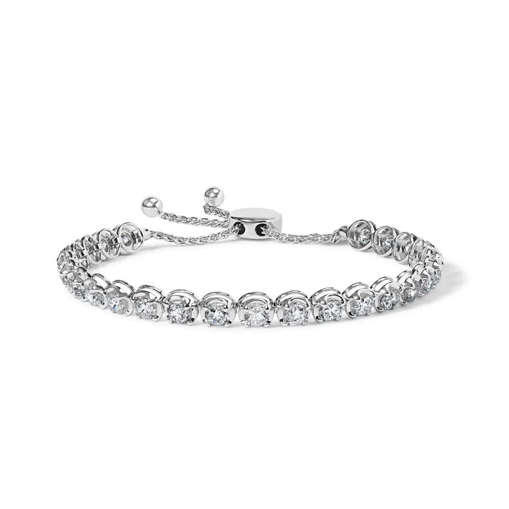 14k White Gold 6.00 Cttw Diamond 4”-10” Adjustable Bolo Tennis Bracelet (i-j Color I1-i2 Clarity) - Fine Jewelry